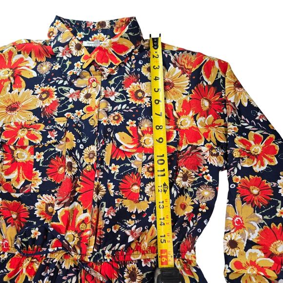 Speed Control NY Wom LG Fall Floral Multicolor Shirt Dress Groovy Retro 70s Boho - Picture 7 of 15